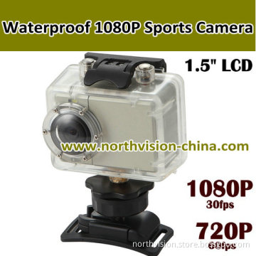 Waterproof Action Camera with 1080P 30fps, H. 264 MOV